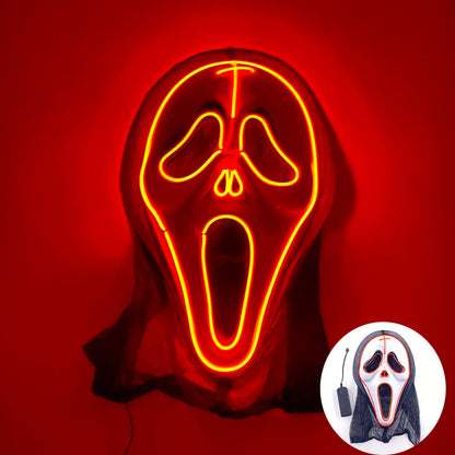 Masque de Purge d'Horreur Brcorporelle à LED, Complet au Néon, pour Cosplay, Fournitures de ixde Bar, Thème du Film d'Halloween
