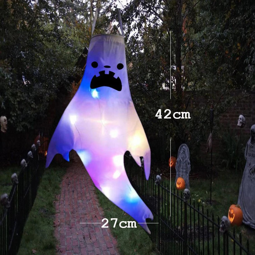 Fantôme Effrayant avec Lumière LED pour Halloween, Accessoire de Décoration d'Niket d'Extérieur, Pendentif d'Arbre, Ornement de ix, Fournitures de Bricolage