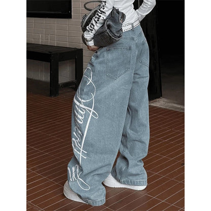 Automne femmes Y2k Baggy bleu Jean japonais années 2000 Style petit ami Jean pantalon Vintage Harajuku broderie Denim pantalon vêtements