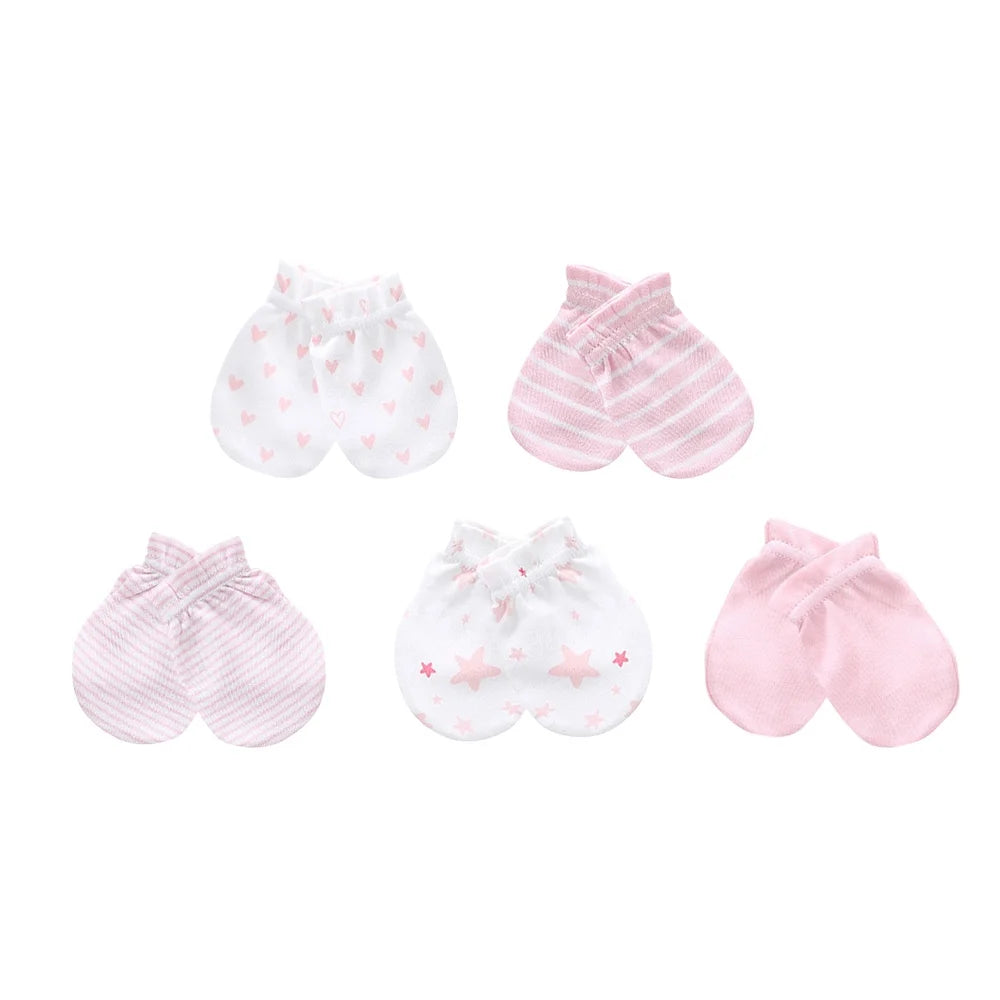 Kiddien'aime-Ensemble bonnet et gants pour nouveau-né, accessoires de vêtements pour bébé garçon, bonnets 100% coton, chapeau d'hôpital, mitaines trempées, 0-6M, lot de 10 pièces