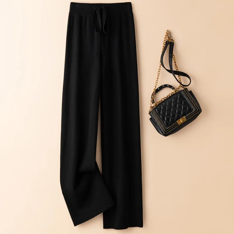 Optique-Pantalon Chic Basique pour Femme, Chaud, Décontracté, Doux, artificiel astique, Taille Haute, Mode Coréenne, Droit, Longueur Rinçage