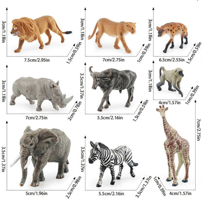 Simulation d'animaux sud-africains, 9 pièces, zèbre, Lion, girafe, rhinocéros blanc, modèle d'éléphant africain, jouet, ornements