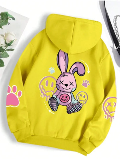 Sweats à capuche surdimensionnés College pour femmes, Hip Hop, Streetwear décontracté, Sweat à capuche Smile, Nouveau, PVD, Automne, Hiver