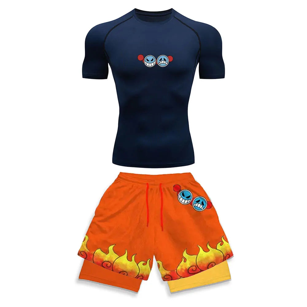 2025 Costume de sport de compression imprimé à la mode Vêtements d'été Costume athlétique pour hommes - Élégant Fitness Running Ensemble deux pièces décontracté
