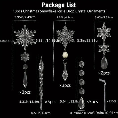 3/5/18 pièces ornements d'arbre de noël en cristal-nouvel an, décorations de fête d'hiver, décorations d'arbre festives, idéal pour noël