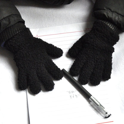 Gants d'hiver en fourrure pour enfants, mitaines à doigts complets, gants doux, garder au chaud, sourire, épais, bébé, enfants de 3 à 6 ans