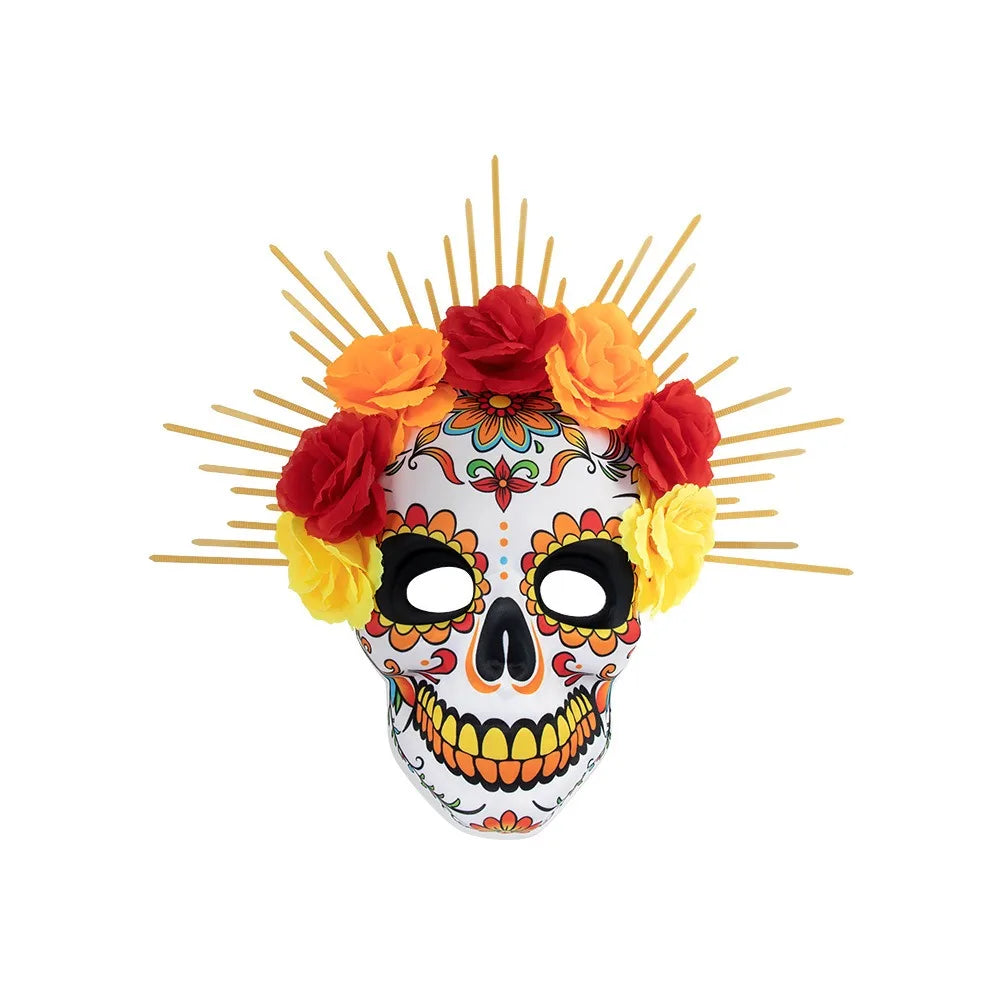 Masque du jour des morts mexicains d'halloween, masque complet pour les yeux, masque de fête d'halloween, couvre-chef, masque de crâne tridimensionnel, carnaval