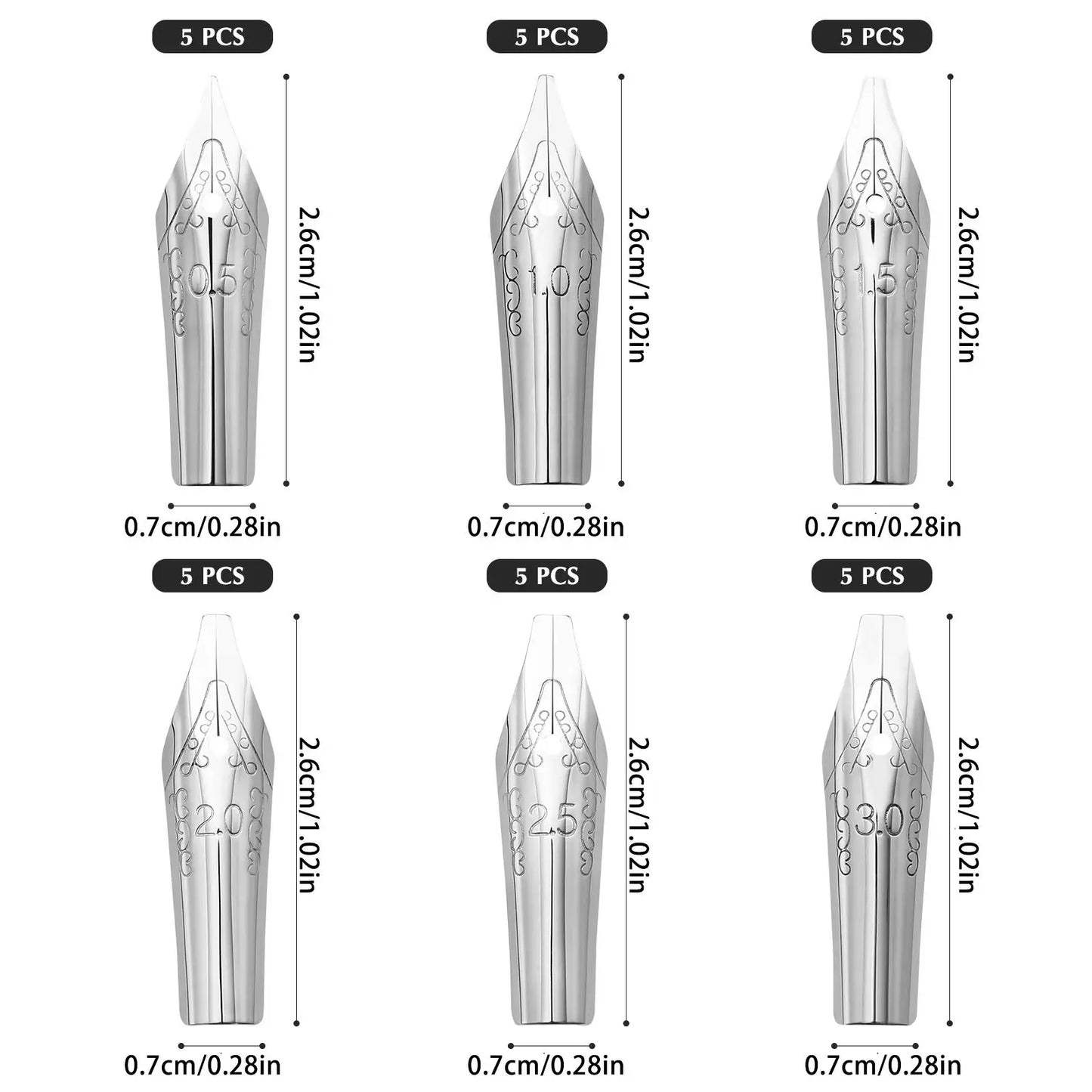 30 pièces plumes en acier inoxydable