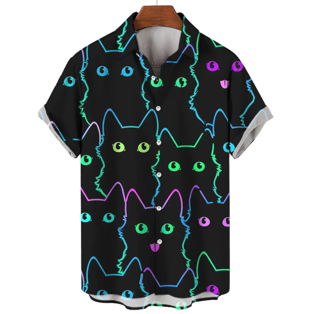 Chemise hawaïenne à manches courtes pour hommes, vêtements amples et respirants, imprimé diable horreur en 3d, été, 2024
