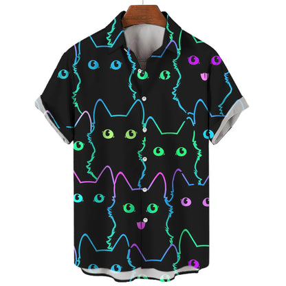 Chemise hawaïenne à manches courtes pour hommes, vêtements amples et respirants, imprimé diable horreur en 3d, été, 2024