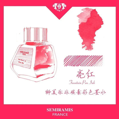 SEMIRAMIS 25 couleurs 30 ml  encre stylo plume sans carbone