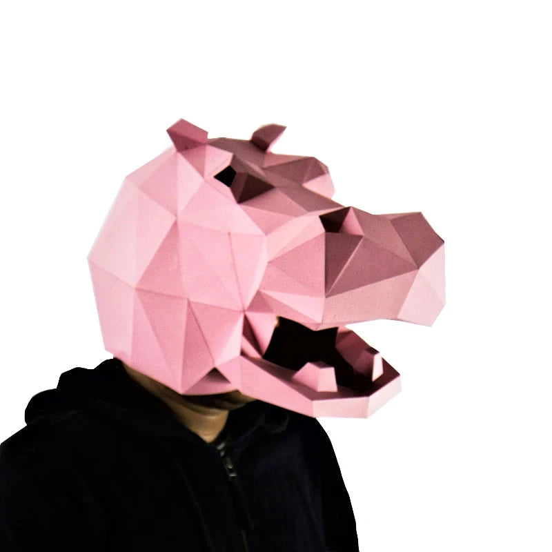 Masque en papier 3D à porter, modèle lapin Animal Cosplay bricolage, couvre-chef Origami Papercraft noël Halloween bal Party, cadeau pour filles
