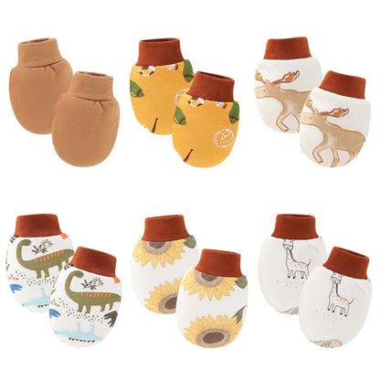 Gants de Protection pour nouveau-né, 6 paires/lot, mitaines pour bébé garçon, en coton doux, anti-rayures, imprimés de dessins animés, fournitures pour nourrissons filles