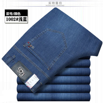 Jean Denim Fin pour Homme, Pantalon Droit, Décontracté, Bleu, Noir, Gris, Vêtements d'Été, Taille 40 42