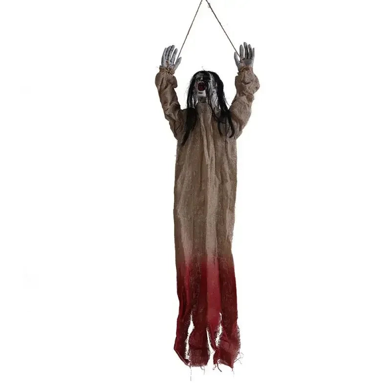 Sac d'horreur d'Halloween avec cheveux blancs, fantôme sanglant, globe oculaire, dreadlocks face, cheveux longs, sanglant, mal rampant