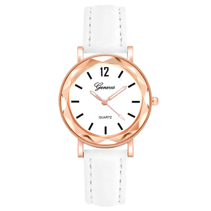 Montre à Quartz décontractée, bracelet en cuir, strass,