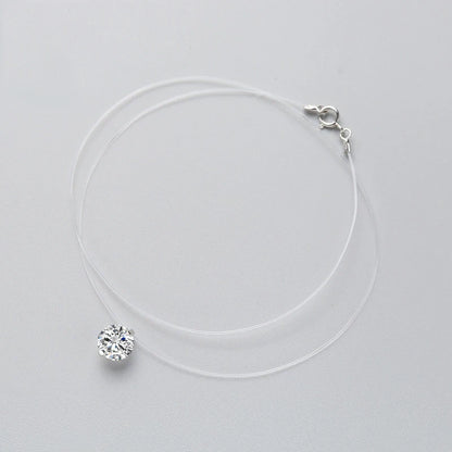 INZATT 925 argent Sterling Zircon cristal perle pendentif collier ras du cou ligne de pêche transparente 2020 bijoux fins pour les femmes
