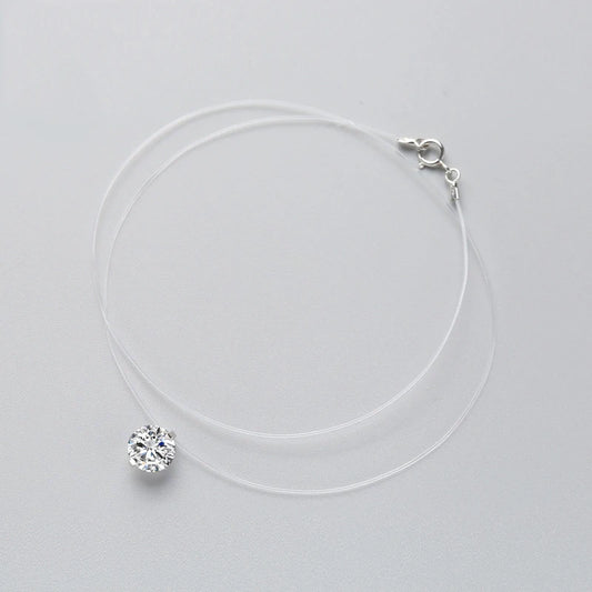 INZATT 925 argent Sterling Zircon cristal perle pendentif collier ras du cou ligne de pêche transparente 2020 bijoux fins pour les femmes