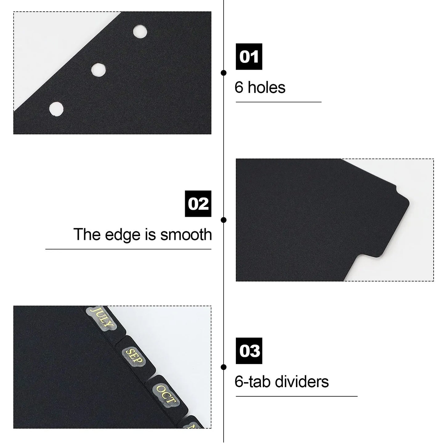 onglets de reliure détachables, Clips colorés A7, 6 pièces