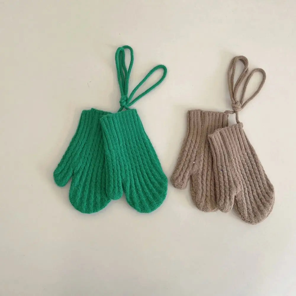 Gants en tricot résistants au froid pour enfants, mitaines chaudes, gants à laçage décontractés, document solide, automne, hiver, nouveau