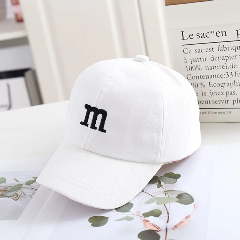 Casquette de baseball brodée lettre M pour enfants, chapeau de soleil pour bébé, casquettes à visière pour tout-petits, printemps, été, fille, garçon