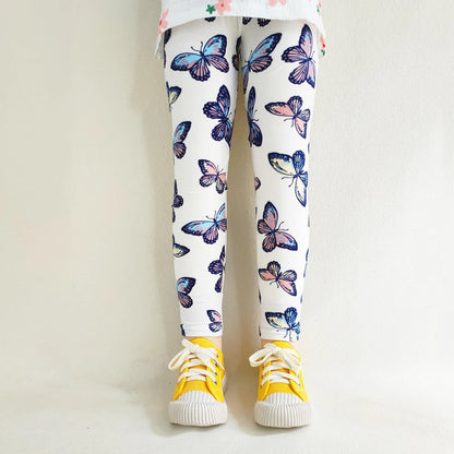 Leggings doux pour filles, pantalons pour enfants, imprimé de fleurs, slim, élastique, crayon