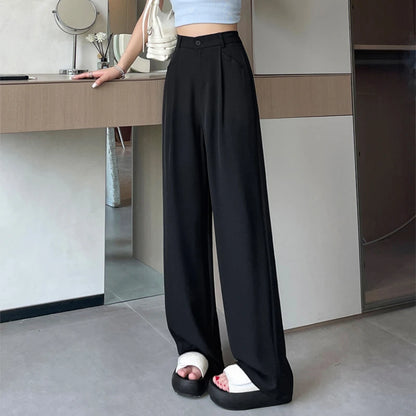Pantalon de costume violet à jambes larges pour femmes, taille haute, ample, droit, décontracté, Slim Fit, nouvelle collection printemps été 2025