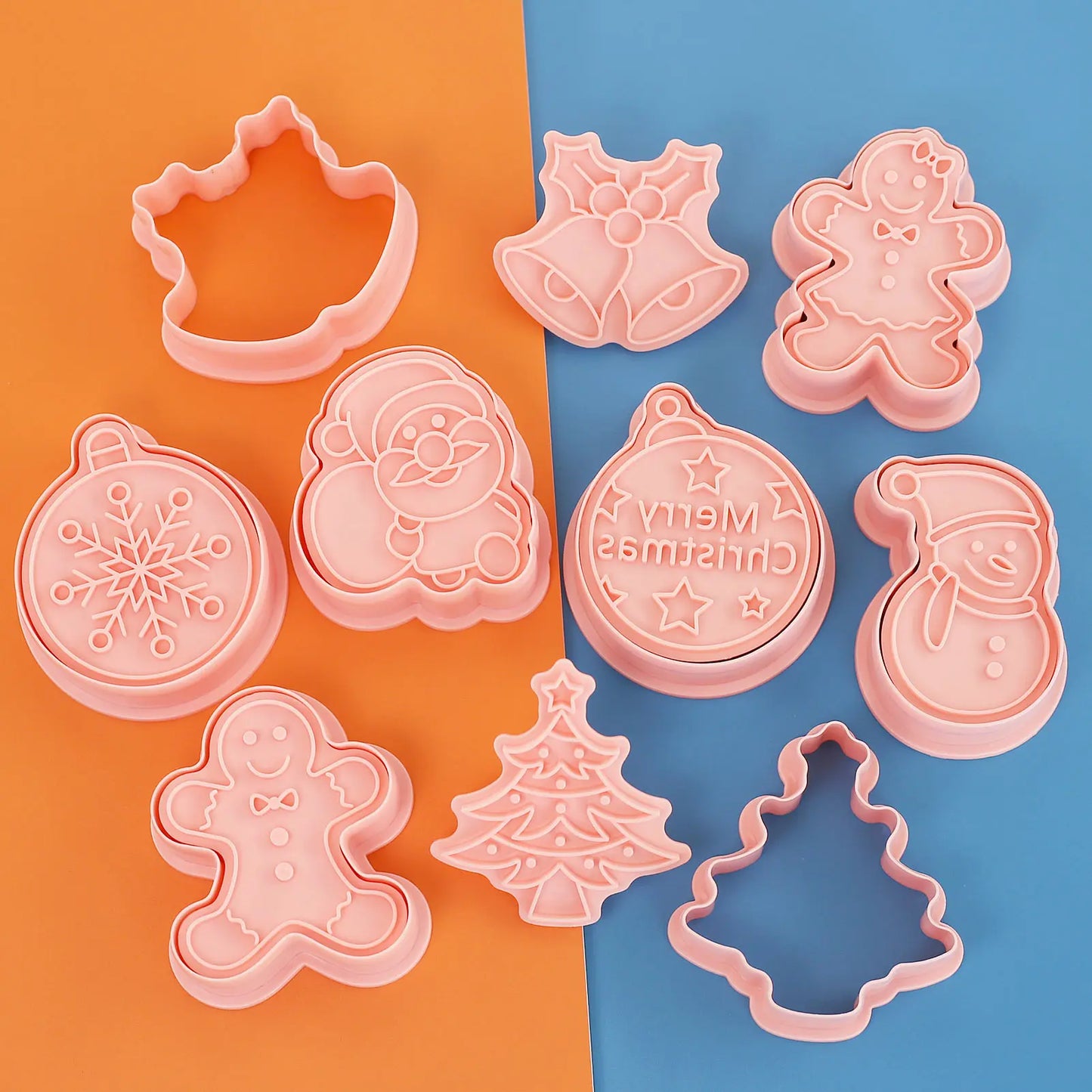 Emporte-pièces de noël, 8 pièces, Design de renne 3d, timbres à biscuits, outils de cuisson de flocons de neige, moules à biscuits en gaufrage