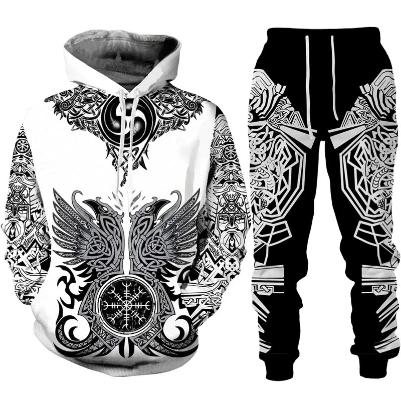 Ensemble sweat à capuche pour hommes, imprimé en 3D, survêtement/pantalon, pull à manches longues, Punk, vêtements de sport décontractés, surdimensionnés, de haute qualité, automne hiver