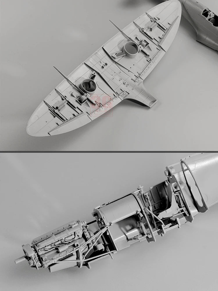 Kit de modèle d'avion d'assemblage de frontière BF-004 1/35 Spitfire Fighter avec structure interne détaillée