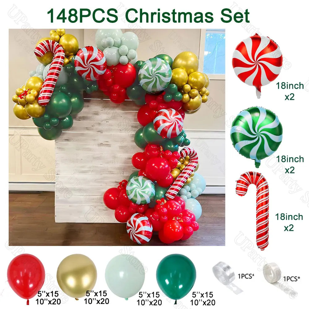 Guirxiété de Ballons de Bonbons de Noël, Cadeau, Elk, Canne Bonbon, Pain d'Épice, Homme, Père Noël, Utiliser un Arc, Décor de ix