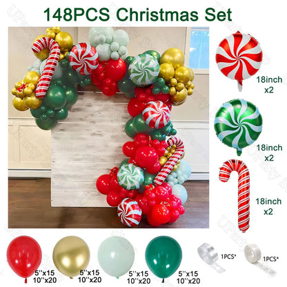 Guirxiété de Ballons de Bonbons de Noël, Cadeau, Elk, Canne Bonbon, Pain d'Épice, Homme, Père Noël, Utiliser un Arc, Décor de ix