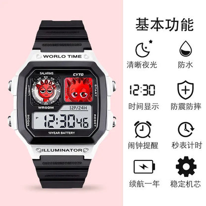 Kawaii Sprunki dessin animé enfants montre Sport montres bracelet en Silicone LED étanche montre numérique pour enfants montre-bracelet électronique