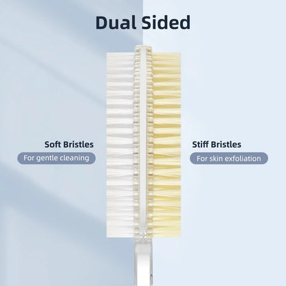Brosse de douche à Long manche, gommage du dos, double face avec poils rigides et doux, bain corporel, brosse de Massage sec exfoliante