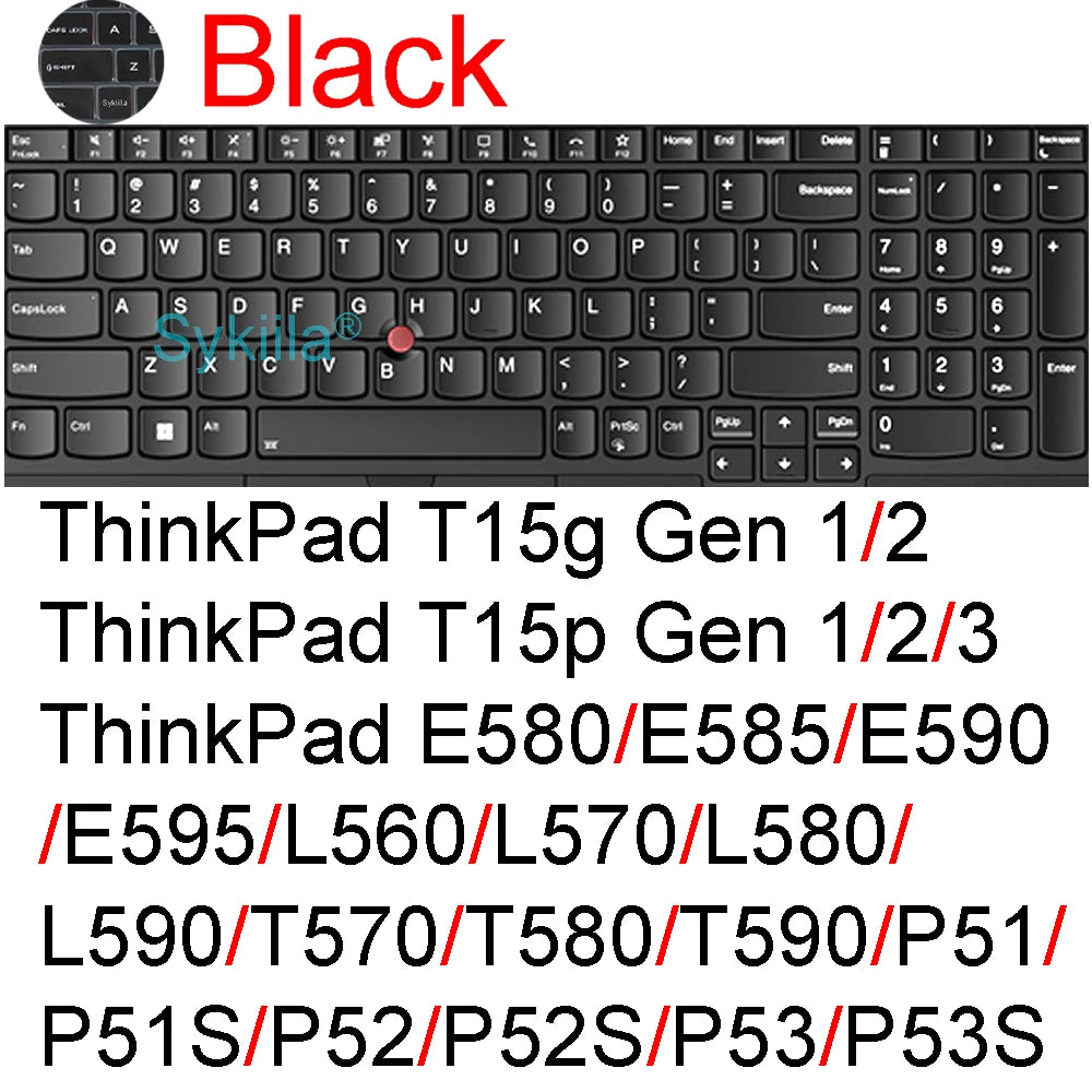 Housse de clavier pour Lenovo ThinkPad 15 T15 E15 L15 P15 P15s P15v T15g T15p P1 Gen 4 3 2, étui de protection en Silicone 15.6