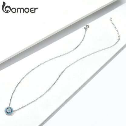 BAMOER-Collier mauvais œil bleu en argent regardé 925 authentique pour femme, pendentif porte-bonheur, colliers de la présidence, bijoux fantaisie, SCN099