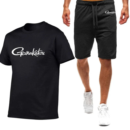 Gamakatsu Fishing 2024 homme impression Harajuku nouveau style neuf couleurs costume à manches courtes été T-Shirt Shorts décontractés ensemble 2 pièces
