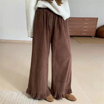 2025 coréen velours côtelé épais jambe large femmes automne hiver bureau dame droite mode tout-match pantalons décontractés pantalons vêtements