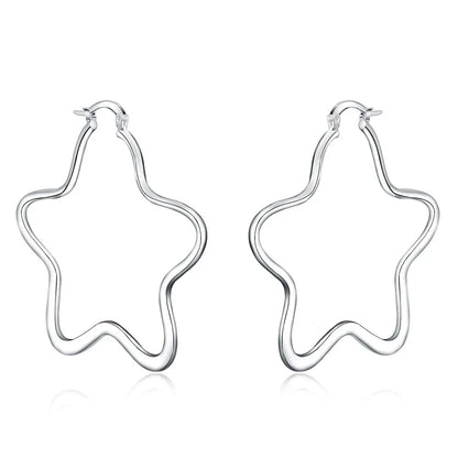 Boucles d'oreilles créoles géométriques simples en argent regardé 925 pour femmes, boucles d'oreilles cercle losange, bijoux de déclaration de mariage, mode