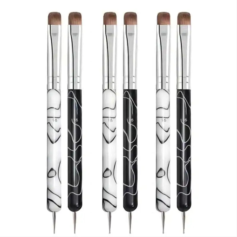 Kolinsky Sable – pinceaux français à double tête, stylo à points pour ongles