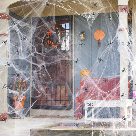 Décoration d'halloween, accessoires de fête, décorations pour événements, cri Festa, toile d'araignée, accessoires d'extérieur noirs, maison hantée