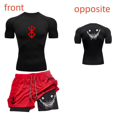 Ensemble de fitness décontracté à la mode pour hommes, vêtements de sport à séchage rapide, shorts + chemise, ensemble 2 pièces, course à pied, entraînement, été