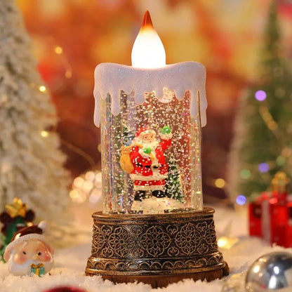 Les veilleuses lumineuses de Noël décèrent le bureau avec des flocons de neige et des lanternes à vent de Noël créant une atmosphère festive