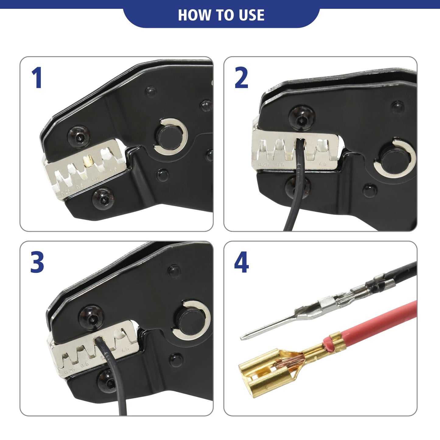 Outil de sertissage à baril ouvert Non isolé SN-58B 23-16 AWG /0,25-1,5 mm2, bornes Dupont Molex JST TE et broches EPC PCIE SATA