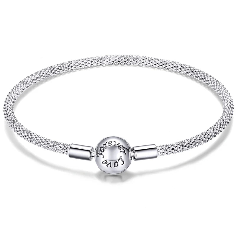 Luxe 100% argent Sterling 925 Original 3 Styles chaîne Bracelet Bracelet pour femmes ajustement bricolage breloque perle authentique bijoux fins cadeau
