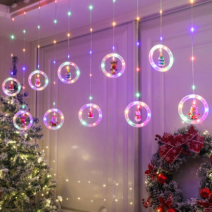 Rideau lumineux de noël en forme d'étoile du père noël, prise USB, guirlande de fête de vacances, pour la maison, la chambre à coucher, la décoration de fenêtre