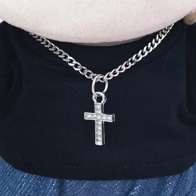 Pour V1 V2 V3 Labubu pendentifs collier en argent avec couvre-chef Labubu tenue collier accessoires