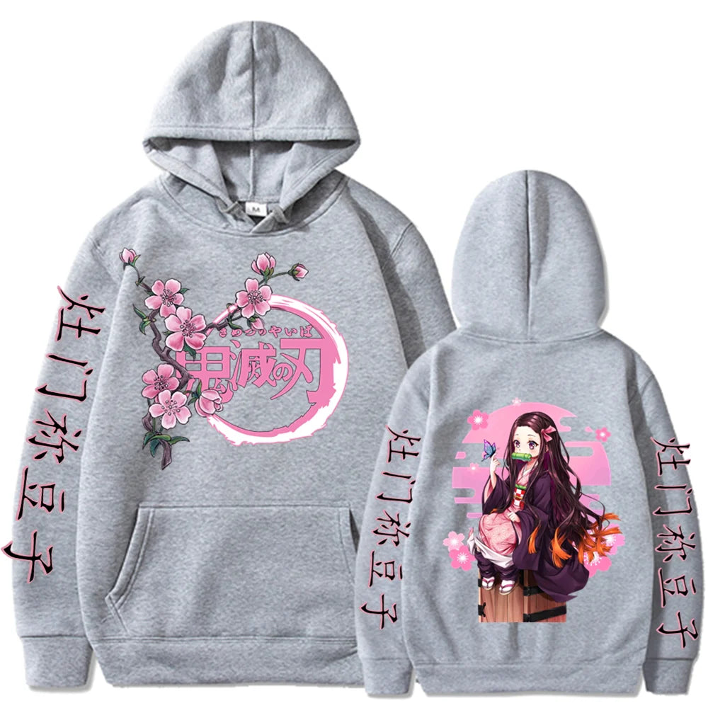 Kamado Nezuko imprimé graphique à capuche Anime Demon Slayer Streetwear hommes sweat à capuche pour femme sweat-shirt surdimensionné Harajuku unisexe pull