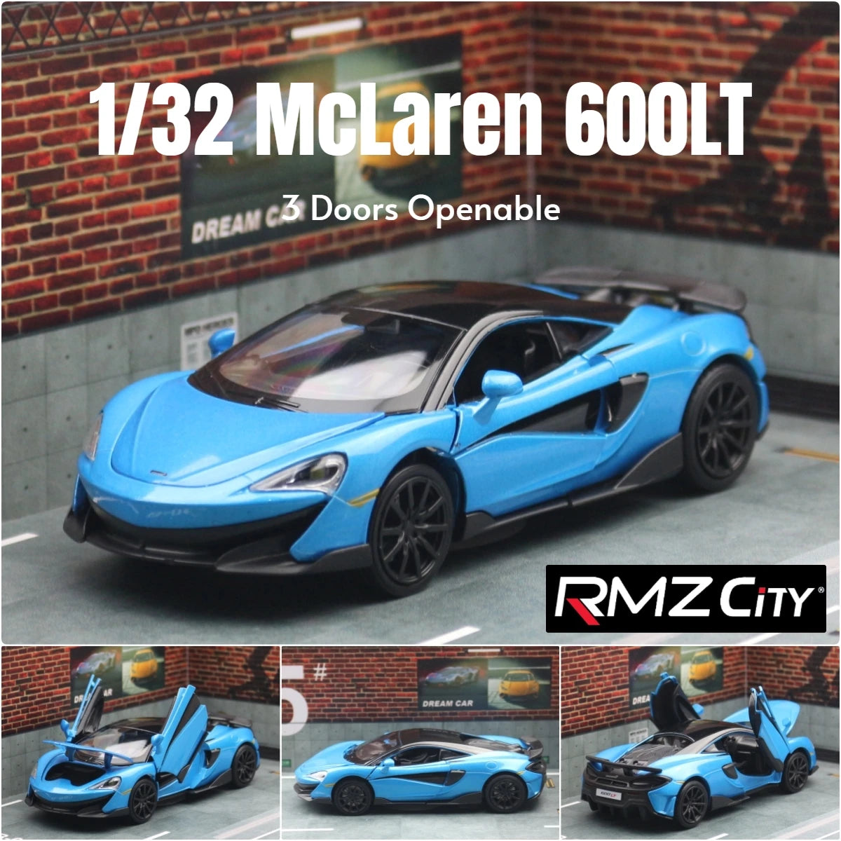 McLaren-Voiture l'inventaire en métal moulé sous pression pour enfants, modèle de jouet de sport ThomZ CiTY, collection son et lumière, cadeau, 1/32, 600LT
