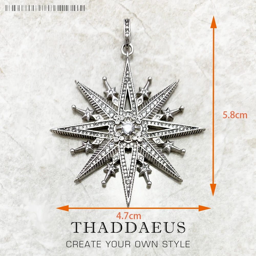 Pendentif soleil étoile CZ pavé été hiver nouveau 925 en argent Sterling bijoux fins Style européen accessoires cadeau pour hommes femme